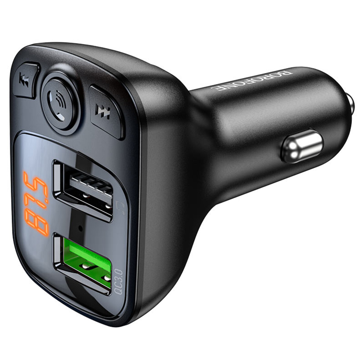 АЗП з FM-модулятором BOROFONE BC41 Eminency QC3.0 Car BT FM transmitter 18W Black 8525500090 на малюнкі №6