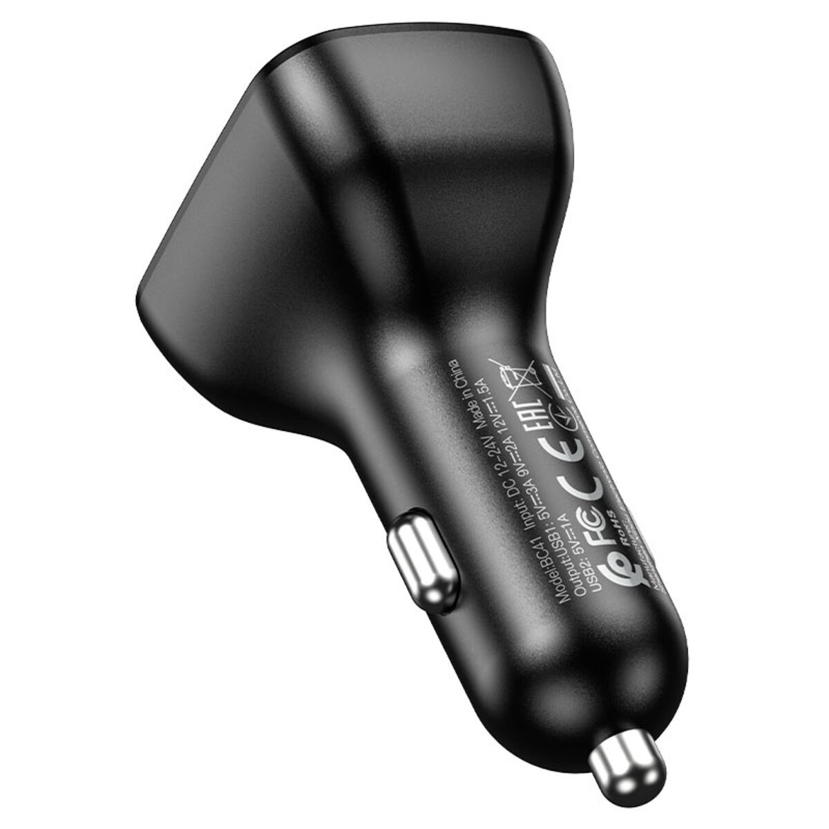 АЗП з FM-модулятором BOROFONE BC41 Eminency QC3.0 Car BT FM transmitter 18W Black 8525500090 на малюнкі №4
