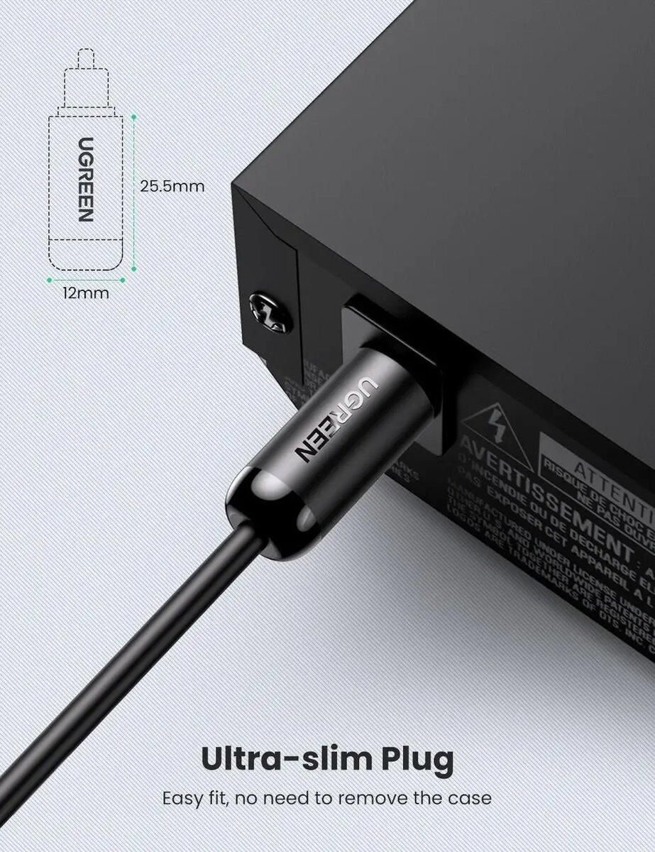 Аудіокабель UGREEN AV122 Toslink Optical Audio Cable 2m (Black)(UGR-70892) Фотографія №6 Аудіокабель UGREEN AV122 Toslink Optical Audio Cable 2m (Black)(UGR-70892) на малюнкі №6