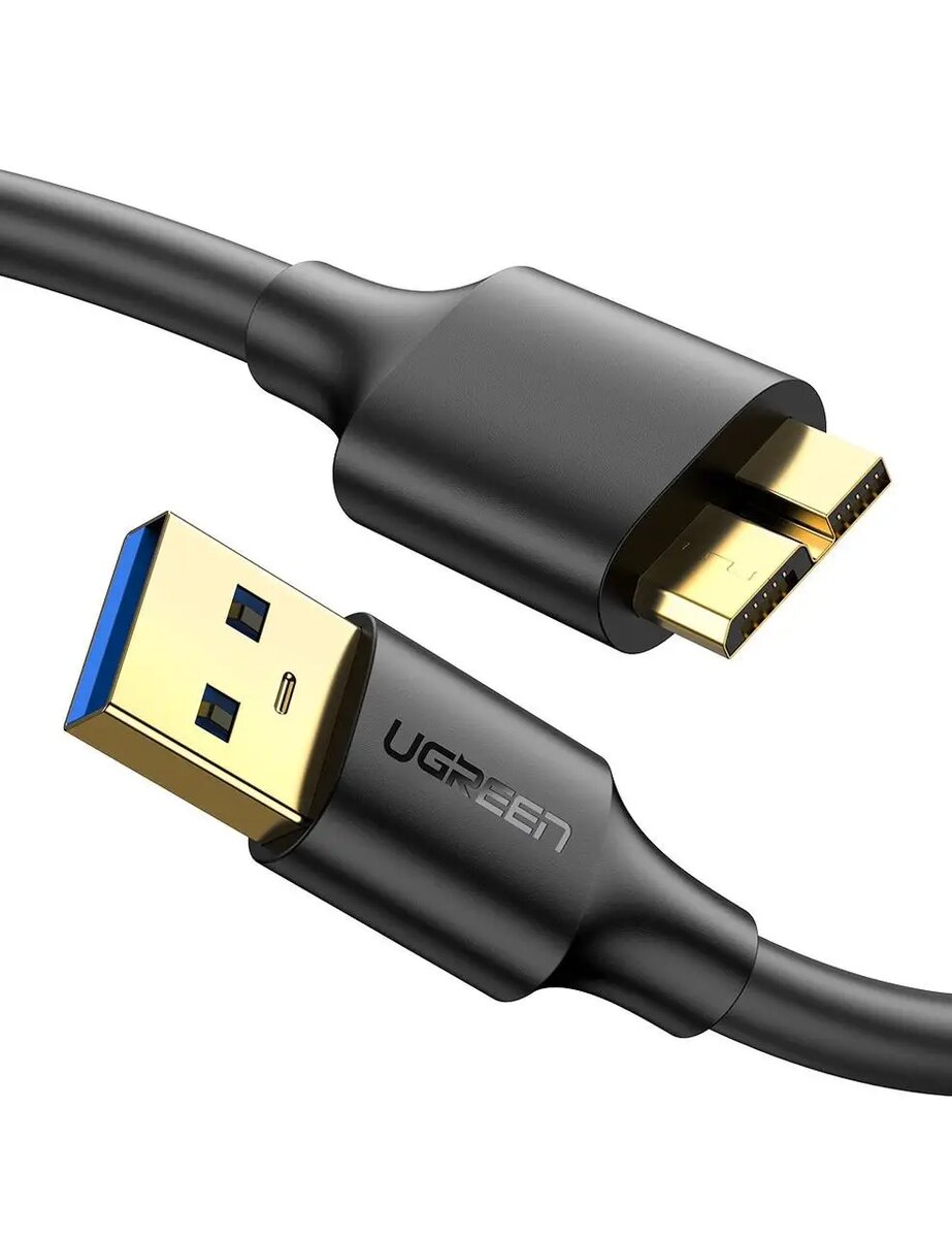 Кабель UGREEN US130 USB 3.0 A Male to Micro USB 3.0 Male Cable 0.5m (Black)(UGR-10840) на малюнкі №1