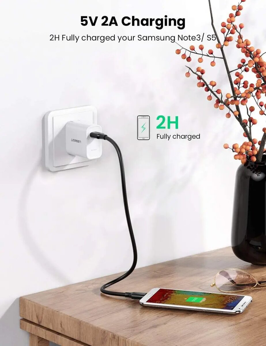 Кабель UGREEN US130 USB 3.0 A Male to Micro USB 3.0 Male Cable 0.5m (Black)(UGR-10840) на малюнкі №4