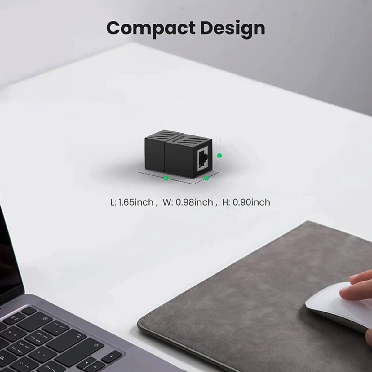 Сплітер UGREEN NW114 RJ45 Network Keystone Jack Inline Coupler Female to Female 1pcs (Black)(UGR-20390) на малюнкі №6