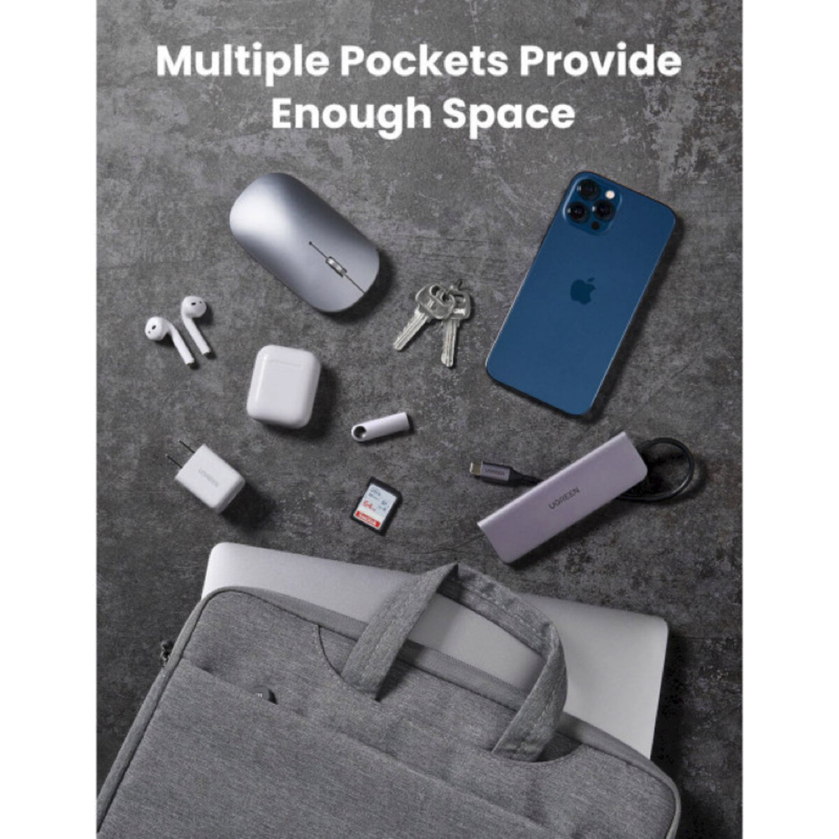 Сумка UGREEN LP437 Laptop Bag 13-13.9 (Gray)(UGR-20448) на малюнкі №4