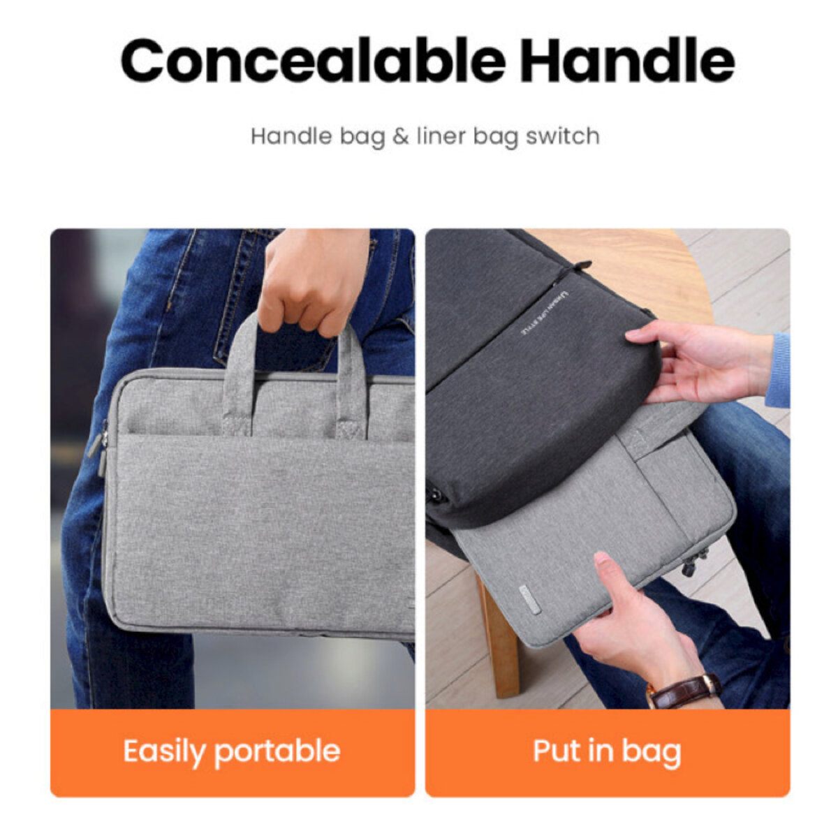 Сумка UGREEN LP437 Laptop Bag 13-13.9 (Gray)(UGR-20448) на малюнкі №7