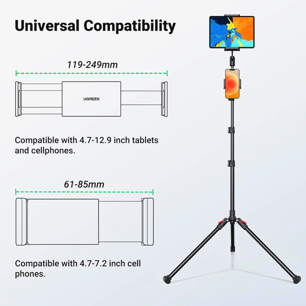 Тримач для телефона UGREEN LP585 Tablet and Phone Tripod Stand (UGR-15647) на малюнкі №8