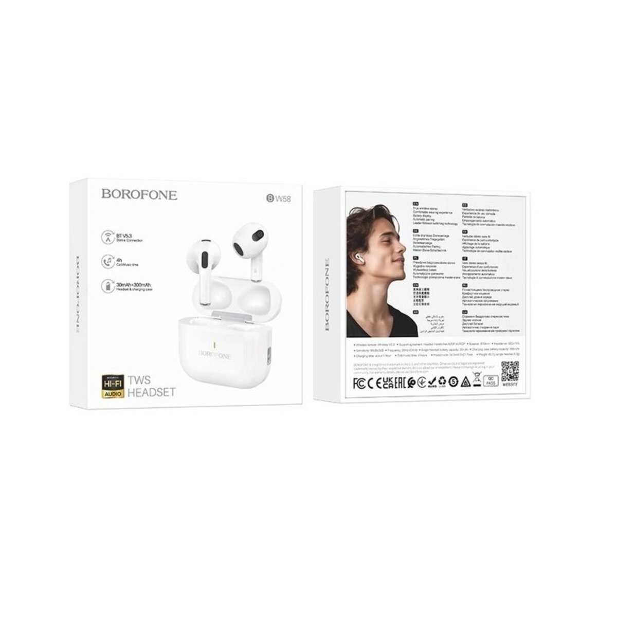 Бездротові навушники BOROFONE BW58 True wireless stereo headset White на малюнкі №6