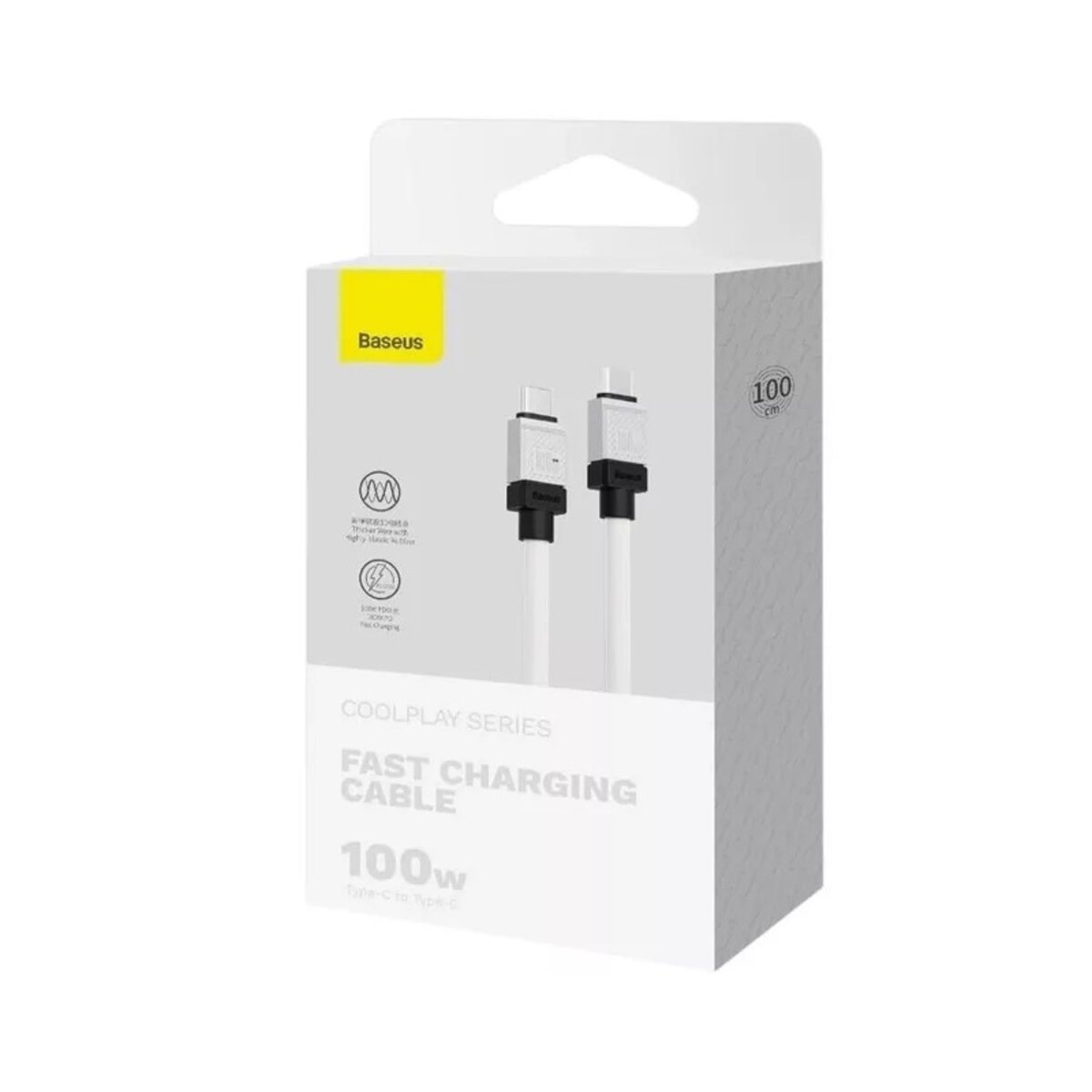 Кабель Baseus CoolPlay Series Fast Charging Cable Type-C to Type-C 100W 2m White (CAKW000302) Фотографія №2 Кабель Baseus CoolPlay Series Fast Charging Cable Type-C to Type-C 100W 2m White (CAKW000302) на малюнкі №2