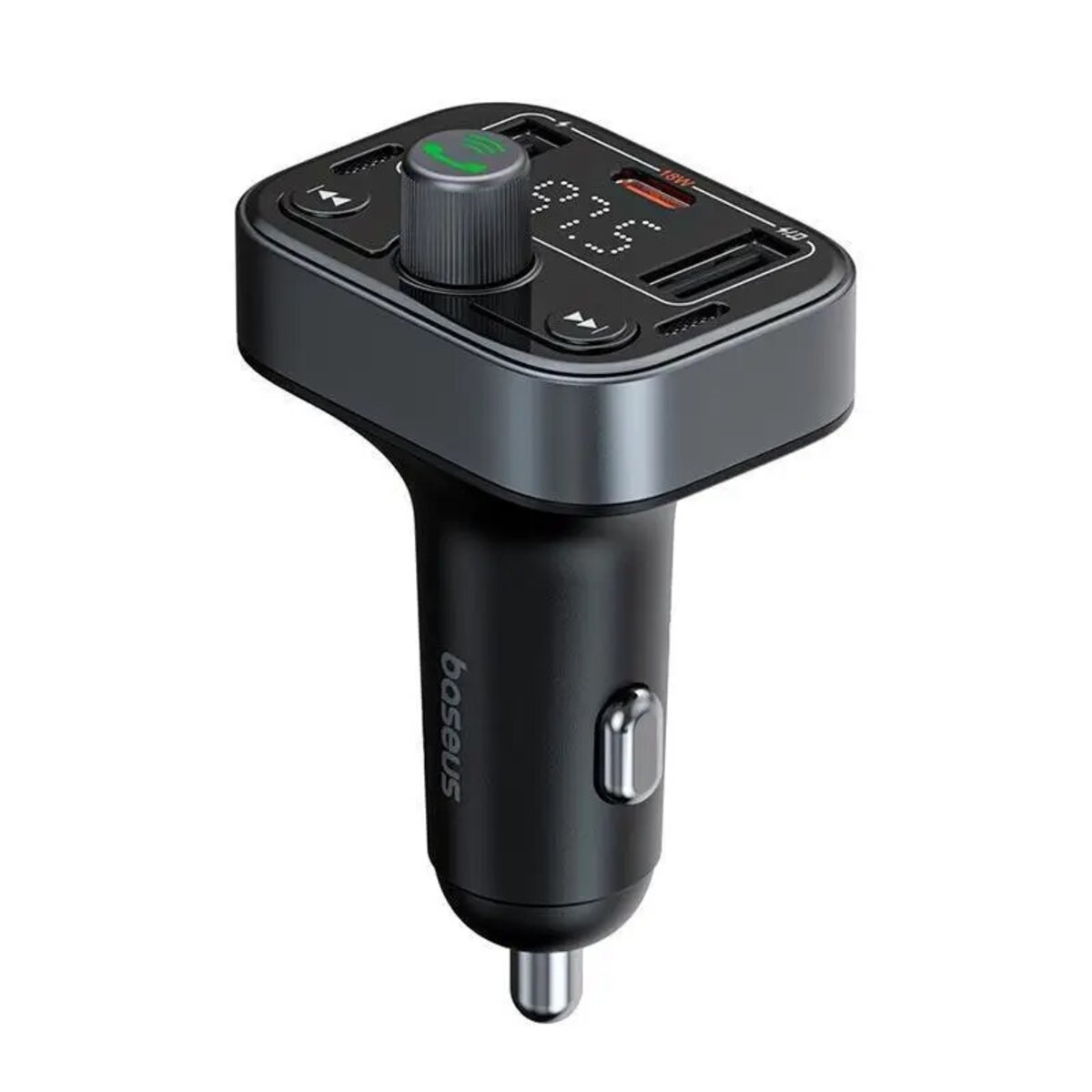 АЗП з FM-модулятором Baseus S-09 Pro Series Car FM Transmitter Cluster Black (C10762200113-00) на картинке №1