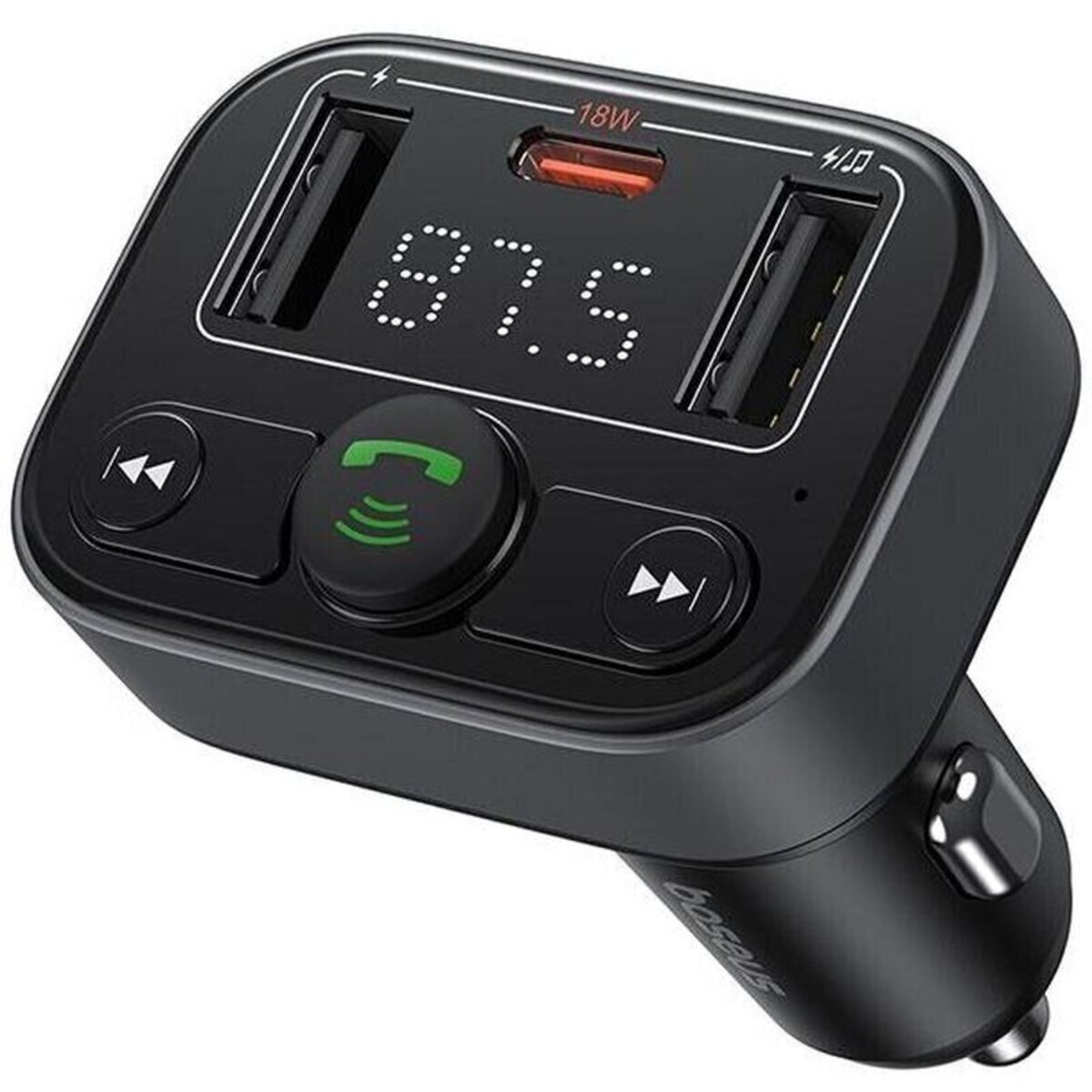 АЗП з FM-модулятором Baseus S-09 Lite Series Car FM Transmitter Cluster Black (C10762300113-00) смотреть фото №1