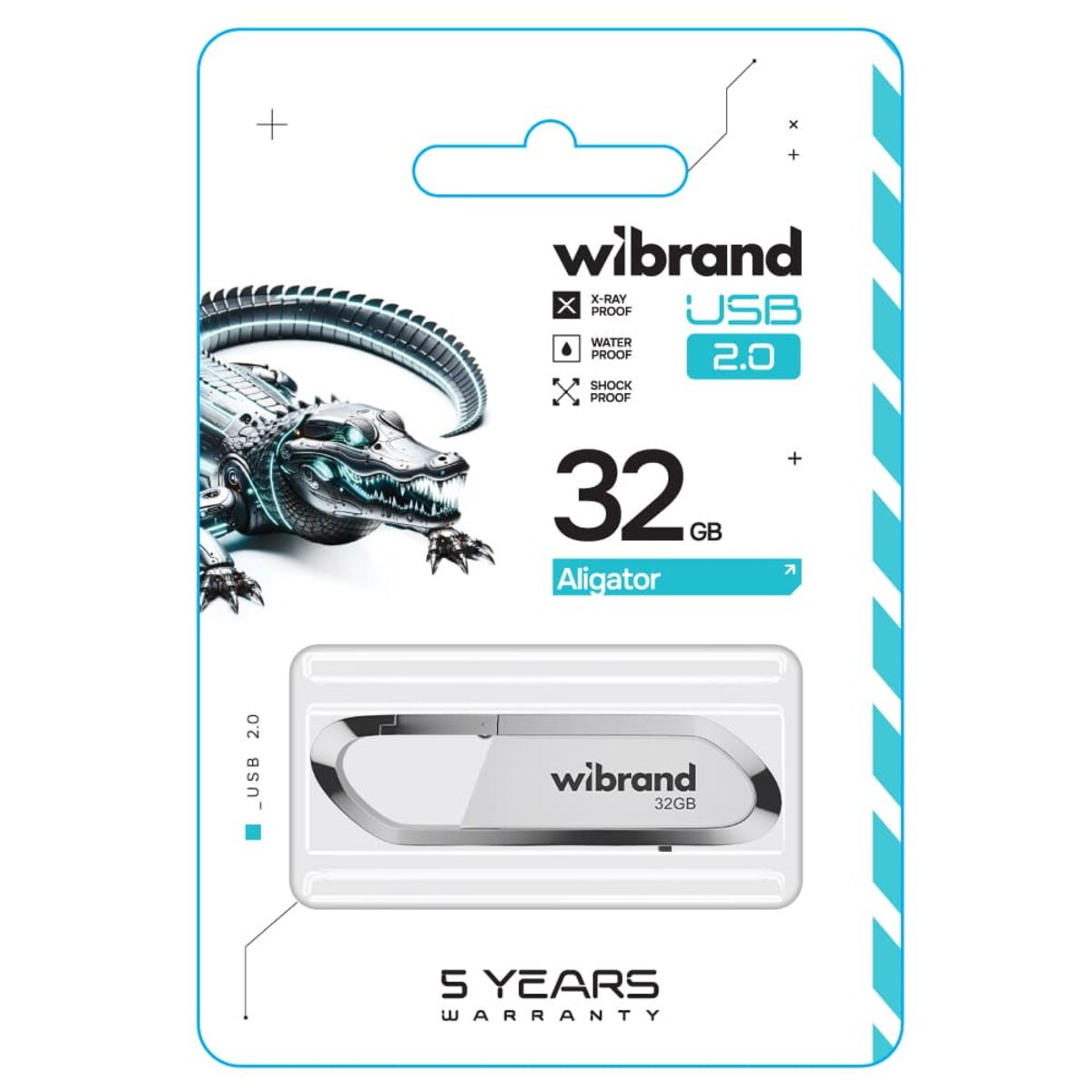 Флеш-накопичувач Wibrand USB 2.0 Aligator 32Gb White (WI2.0/AL32U7W) на картинке №2