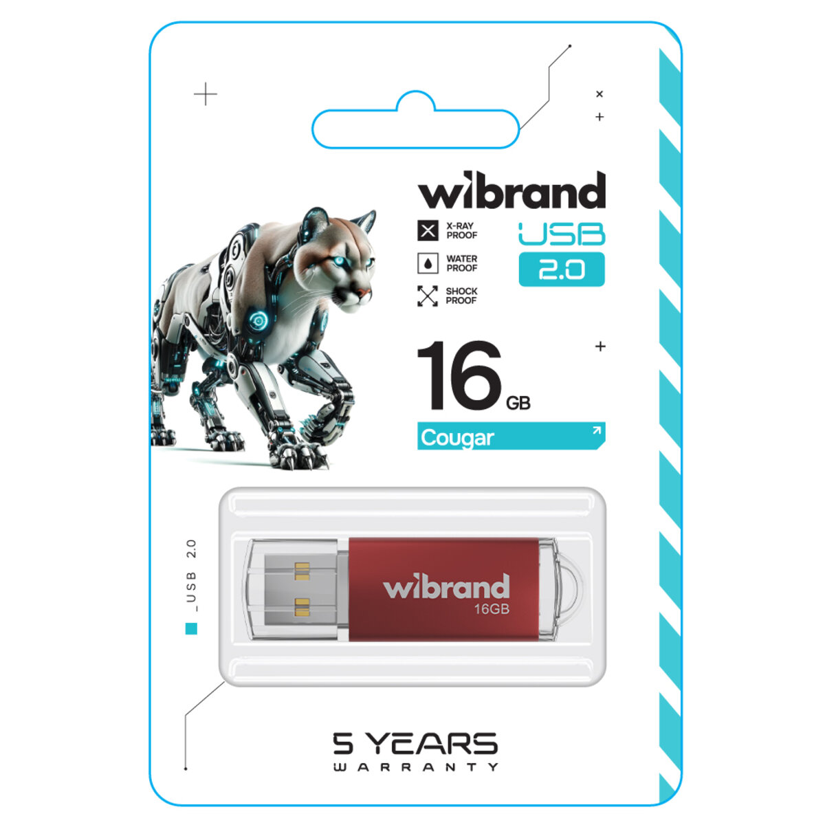 Флеш-накопичувач Wibrand USB 2.0 Cougar 16Gb Red (WI2.0/CU16P1R) Фото 2 Флеш-накопичувач Wibrand USB 2.0 Cougar 16Gb Red (WI2.0/CU16P1R) на картинке №2