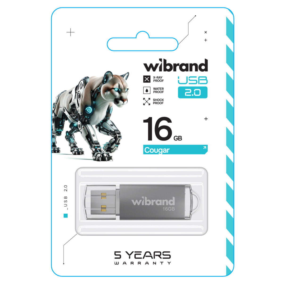 Флеш-накопичувач Wibrand USB 2.0 Cougar 16Gb Silver (WI2.0/CU16P1S) Фото 2 Флеш-накопичувач Wibrand USB 2.0 Cougar 16Gb Silver (WI2.0/CU16P1S) на картинке №2