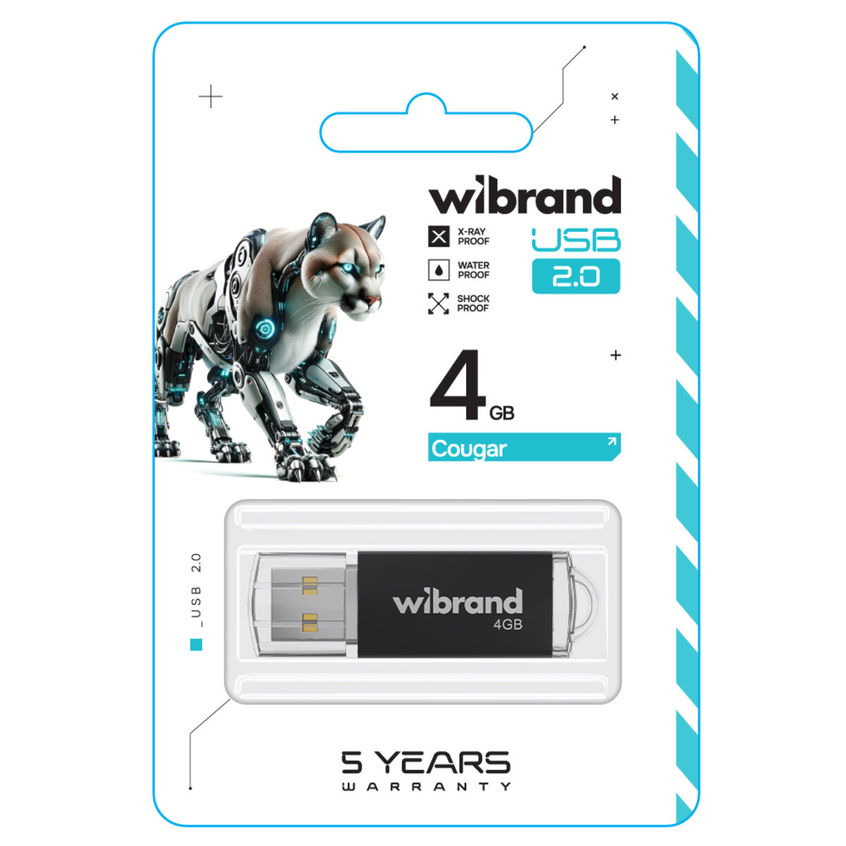 Flash Wibrand USB 2.0 Cougar 4Gb Black (WI2.0/CU4P1B) смотреть фото №2