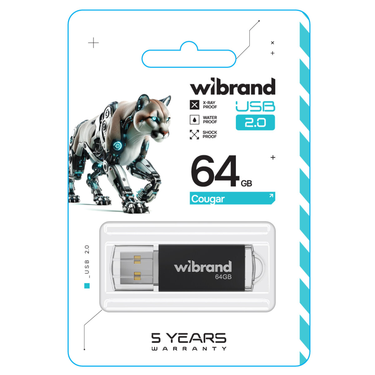 Флеш-накопичувач Wibrand USB 2.0 Cougar 64Gb Black (WI2.0/CU64P1B) Фото 2 Флеш-накопичувач Wibrand USB 2.0 Cougar 64Gb Black (WI2.0/CU64P1B) на картинке №2