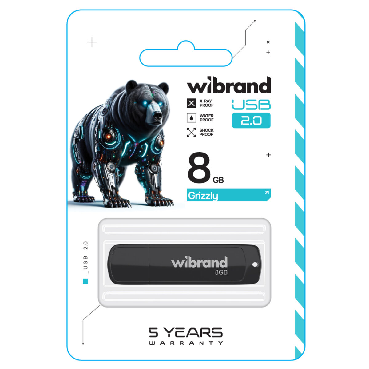 Флеш-накопичувач Wibrand USB 2.0 Grizzly 8Gb Black (WI2.0/GR8P3B) на картинке №2