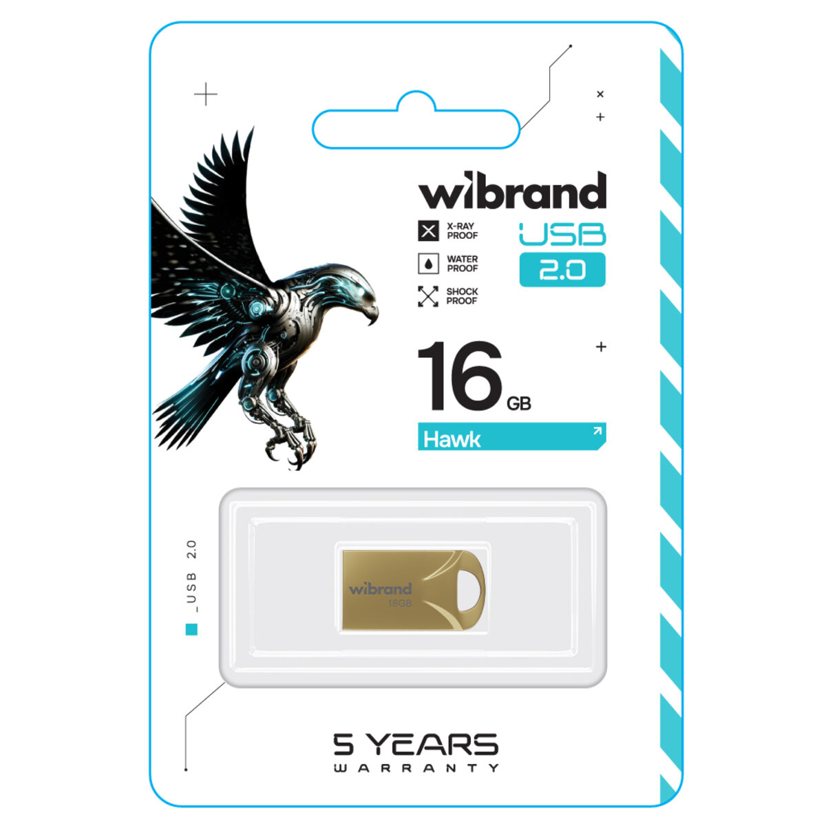 Флеш-накопичувач Wibrand USB 2.0 Hawk 16Gb Gold (WI2.0/HA16M1G) на картинке №2