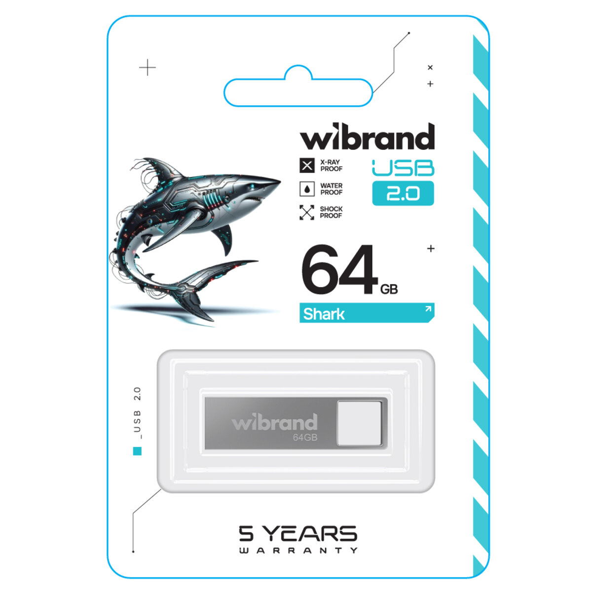 Флеш-накопичувач Wibrand USB 2.0 Shark 64Gb Silver (WI2.0/SH64U4S) на картинке №2