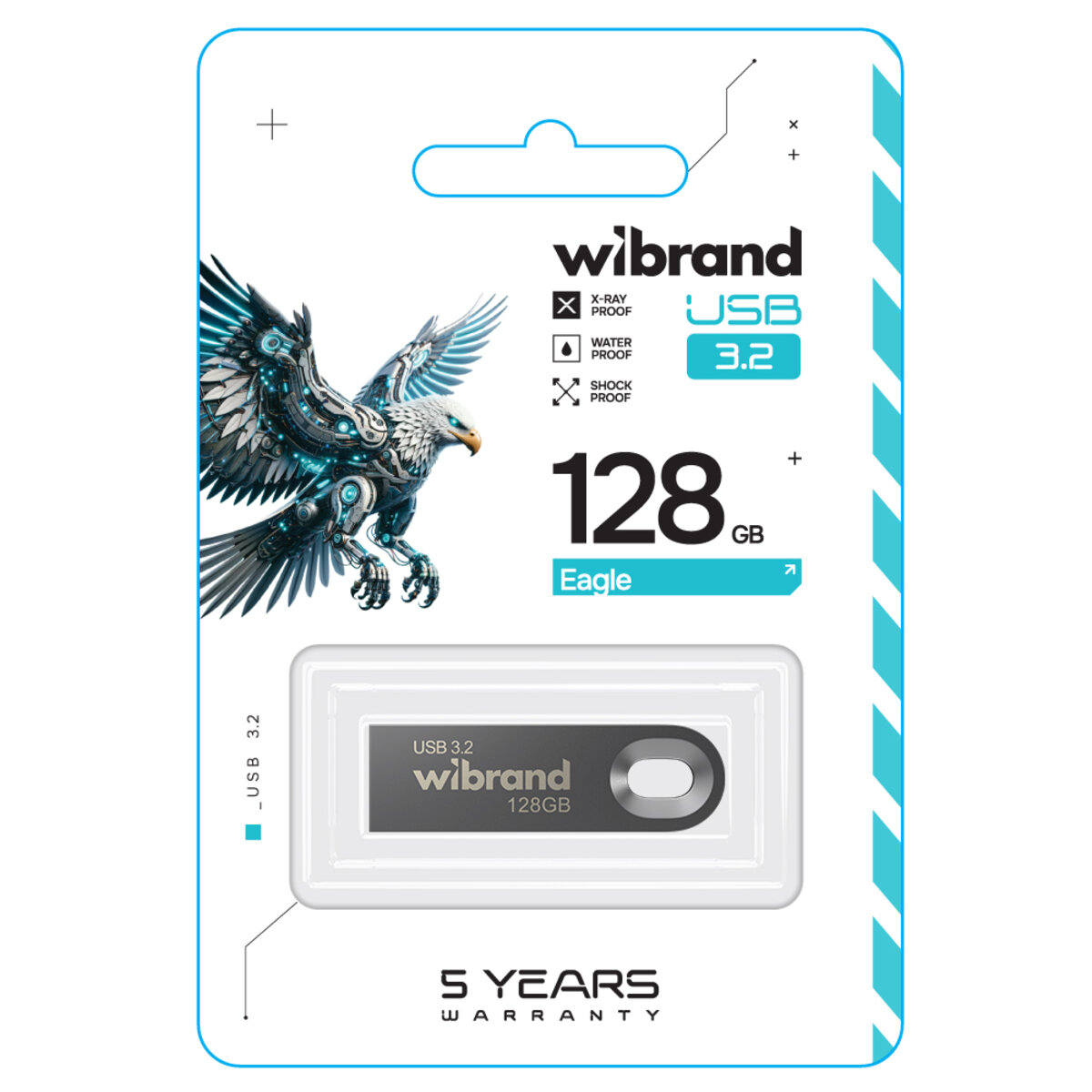 Флеш-накопичувач Wibrand USB 3.2 Gen1 Eagle 128GB Grey (WI3.2/EA128U10G) на картинке №2