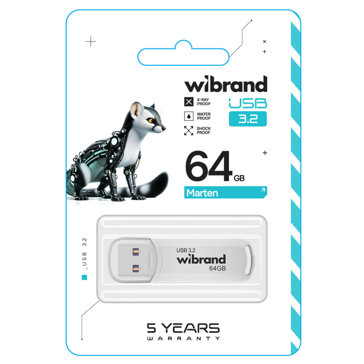 Флеш-накопичувач Wibrand USB 3.2 Gen1 Marten 64GB White (WI3.2/MA64P10W) на картинке №2