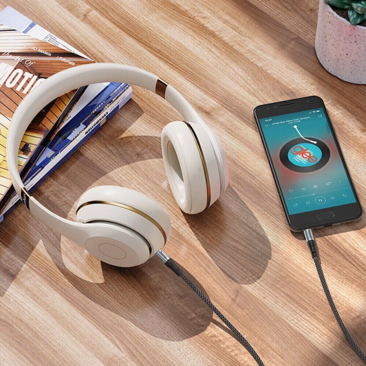 Аудiокабель HOCO UPA26 AUX Fresh audio cable, 1m Black на картинке №7