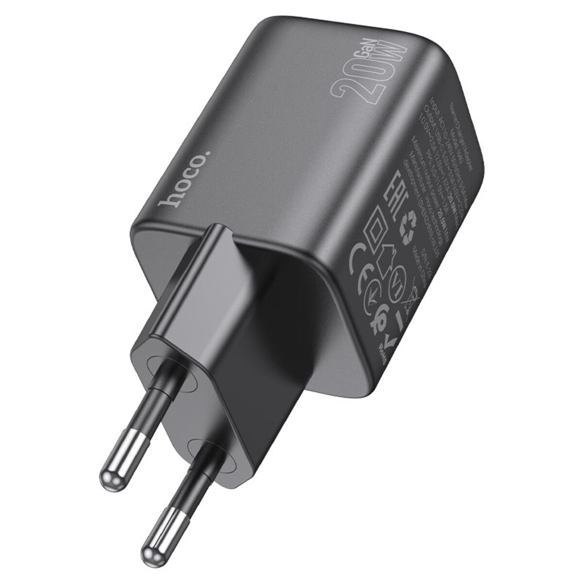 Мережевий зарядний пристрій HOCO N40 Mighty single port PD20W charger Black (6942007616966) Фотографія №2 Мережевий зарядний пристрій HOCO N40 Mighty single port PD20W charger Black (6942007616966) на малюнкі №2