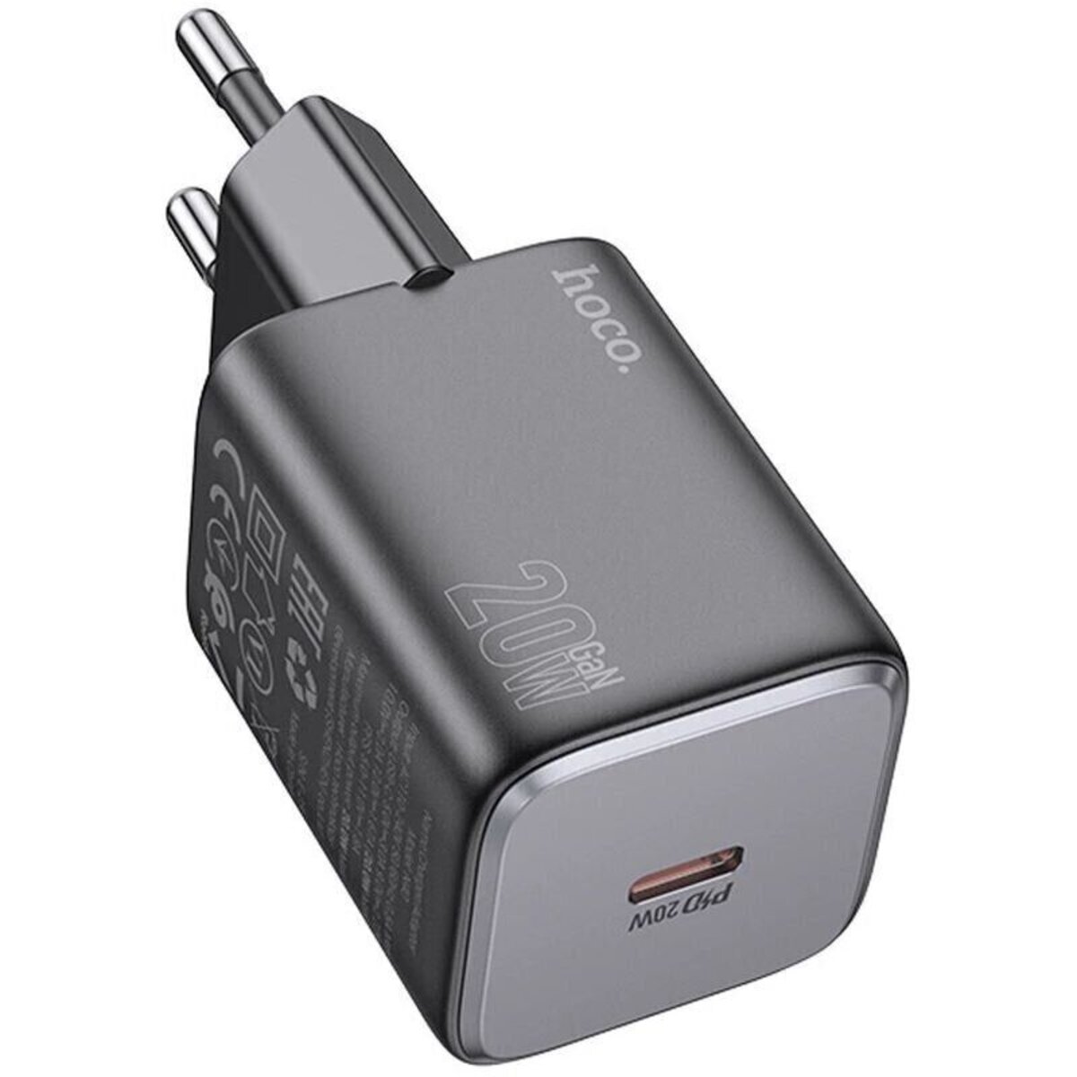 Мережевий зарядний пристрій HOCO N40 Mighty single port PD20W charger Black (6942007616966) Фотографія №4 Мережевий зарядний пристрій HOCO N40 Mighty single port PD20W charger Black (6942007616966) на малюнкі №4