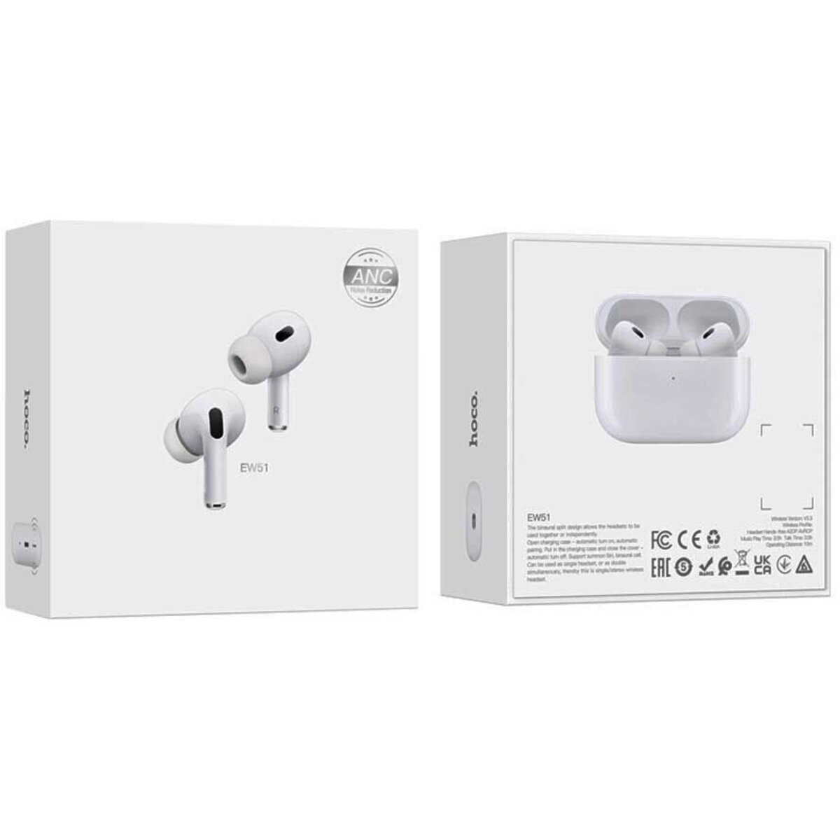 Бездротові навушники HOCO EW51 True wireless ANC noise reduction BT headset White на малюнкі №6
