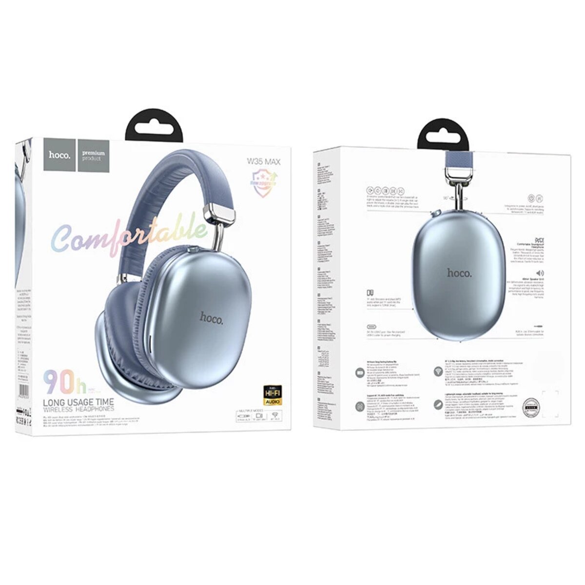 Бездротові навушники HOCO W35 Max Joy BT headphones Sky Blue Фотографія №3 Бездротові навушники HOCO W35 Max Joy BT headphones Sky Blue на малюнкі №3