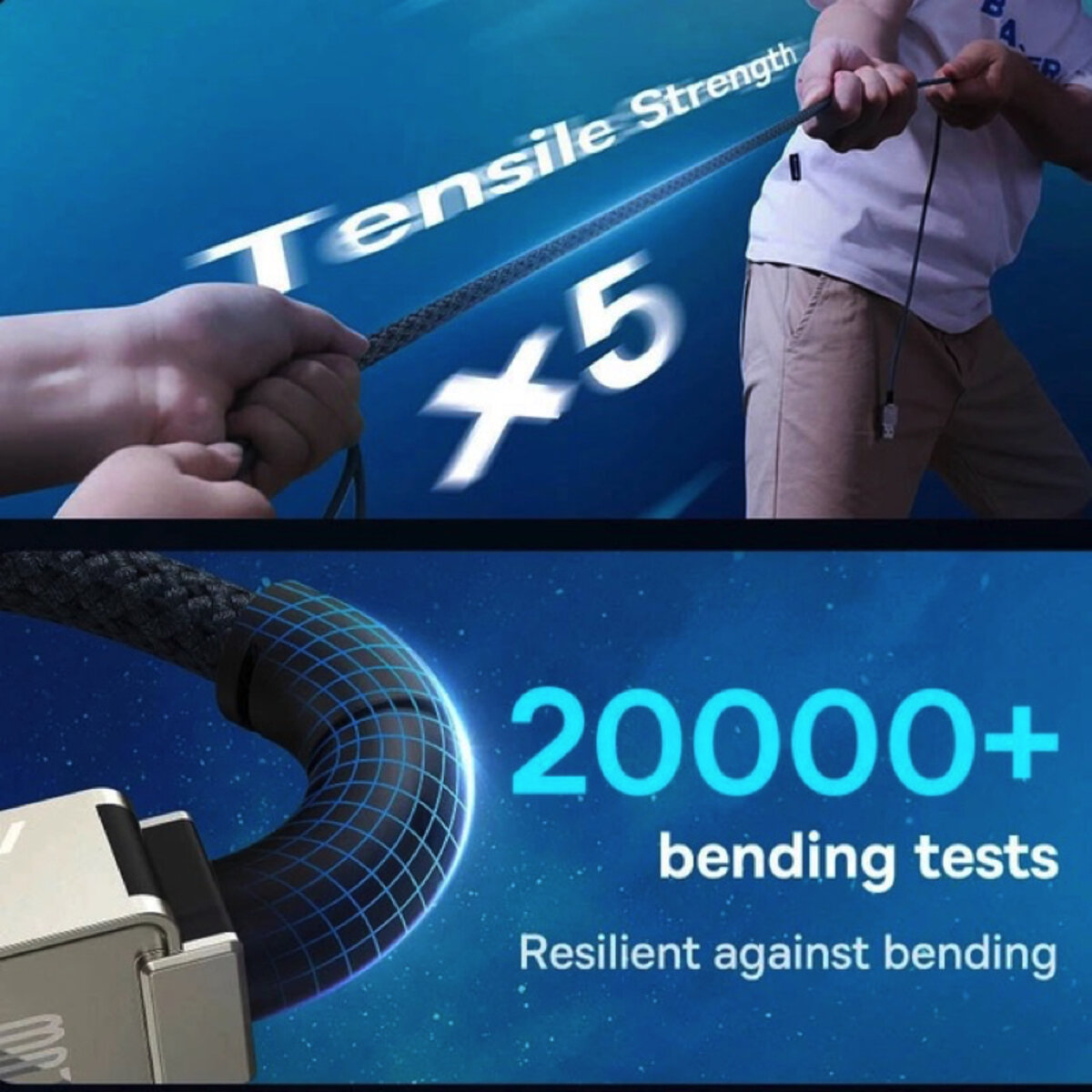 Кабель Baseus Unbreakable Series Fast Charging Data Cable Type-C to iP 20W 1m Cluster Black (P10355803111-00) на картинке №5