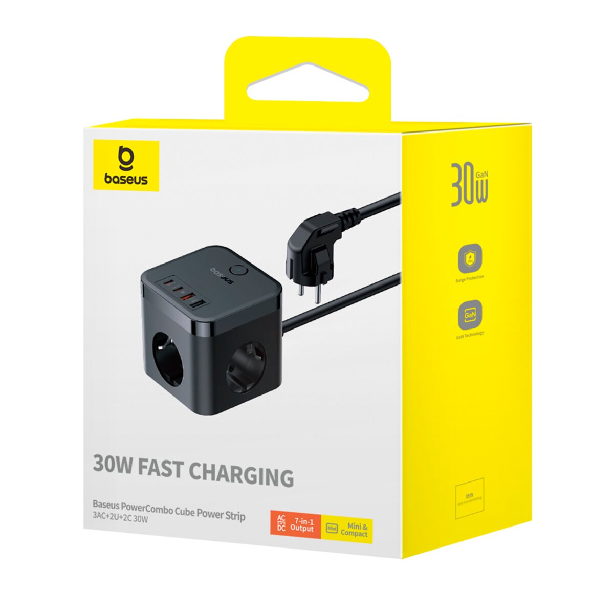 Мережевий зарядний пристрій Baseus PowerCombo Cube Power Strip 3AC+2U+2C 30W 1.5m EU Cluster Black Фото 2 Мережевий зарядний пристрій Baseus PowerCombo Cube Power Strip 3AC+2U+2C 30W 1.5m EU Cluster Black на картинке №2