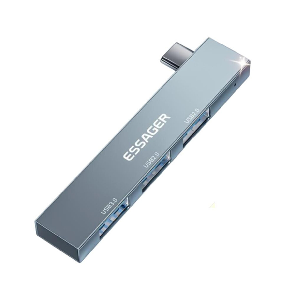 USB-хаб ESSAGER (opp bag) Fengyang 3 in 1 Splitter Silver (EHBC03-FY10-P) Фотографія №4 USB-хаб ESSAGER (opp bag) Fengyang 3 in 1 Splitter Silver (EHBC03-FY10-P) на малюнкі №4