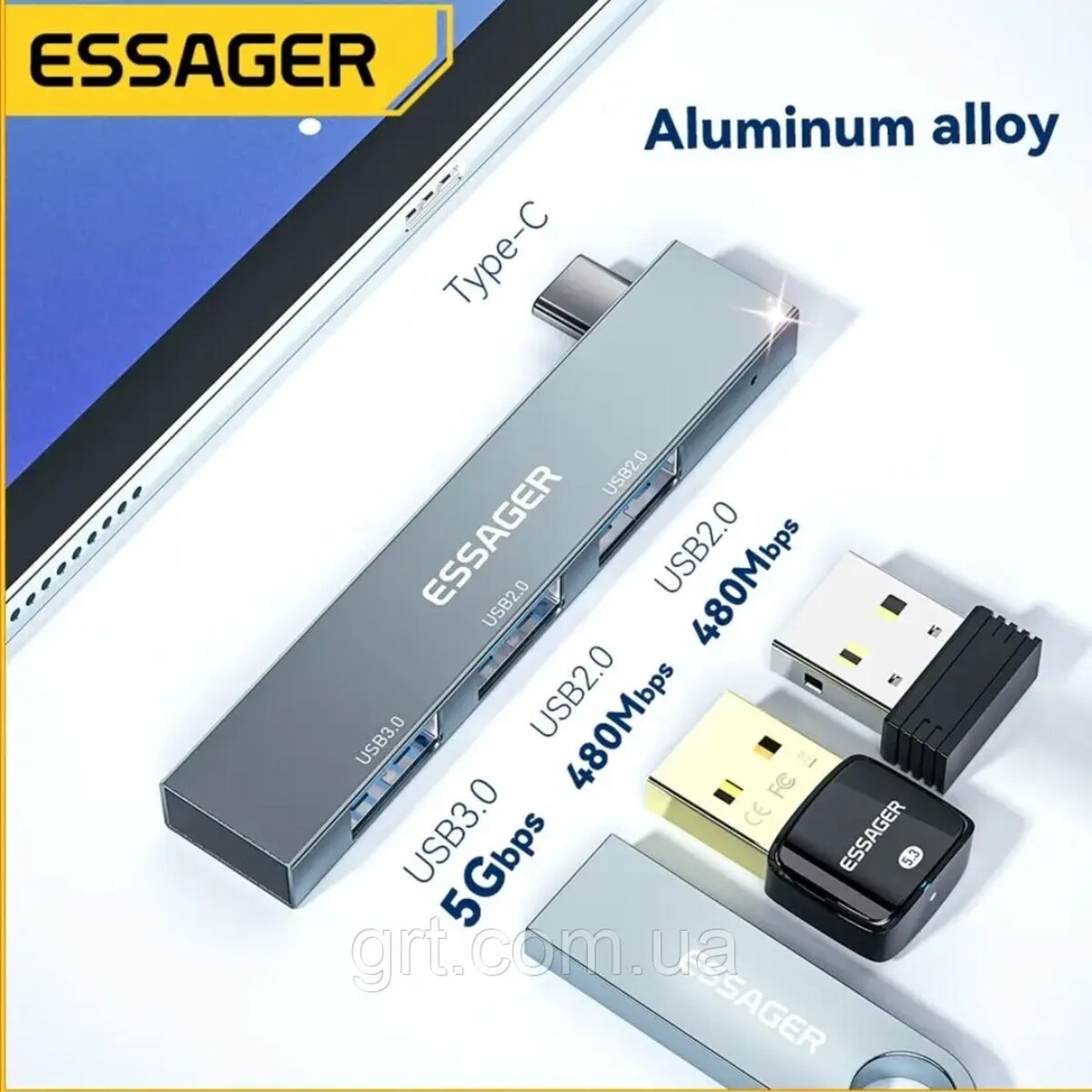 USB-хаб ESSAGER (opp bag) Fengyang 3 in 1 Splitter Silver (EHBC03-FY10-P) Фотографія №5 USB-хаб ESSAGER (opp bag) Fengyang 3 in 1 Splitter Silver (EHBC03-FY10-P) на малюнкі №5