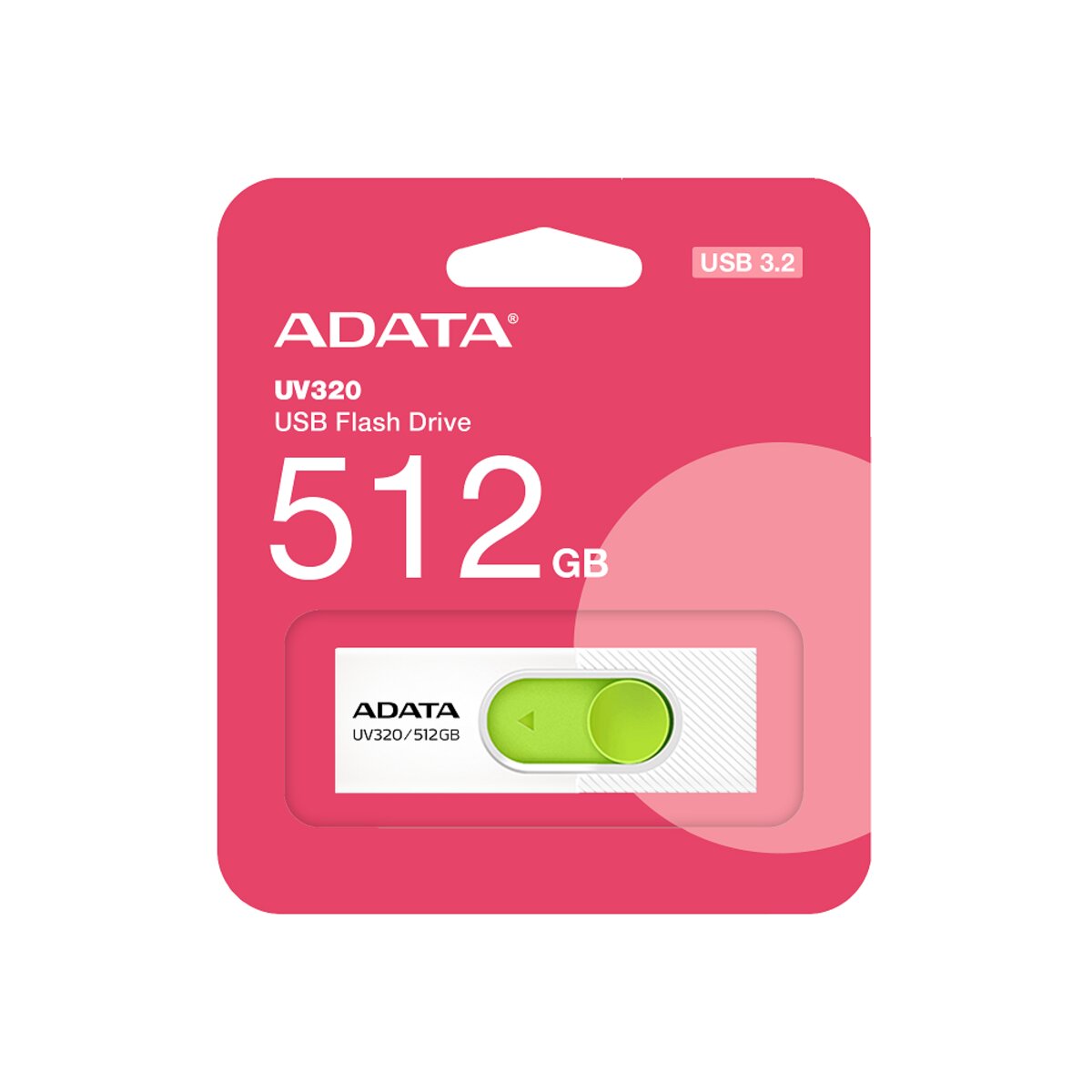 Flash A-DATA USB 3.0 AUV 320 512Gb White/Green (AUV320-512G-RWHGN) Фотография №3 Flash A-DATA USB 3.0 AUV 320 512Gb White/Green (AUV320-512G-RWHGN) смотреть фото №3