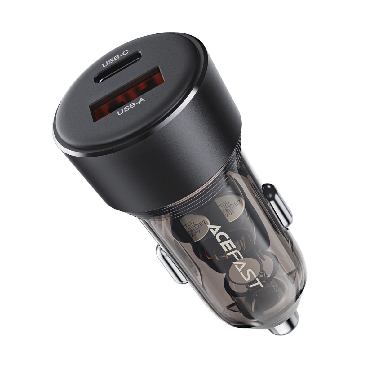 Автомобільний зарядний пристрій ACEFAST B12 60W (USB-A+USB-C) dual-port car charger Black (6974316282914) на картинке №3