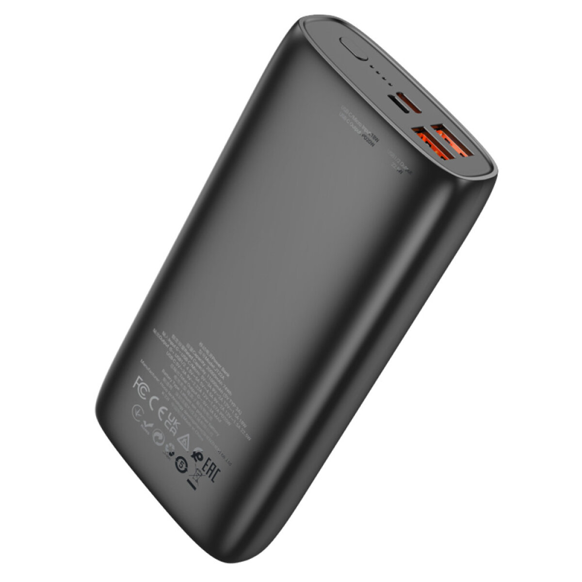 Зовнішній акумулятор HOCO J122A Respect 22.5W+PD20W fully compatible power bank(20000mAh) Black на картинке №6