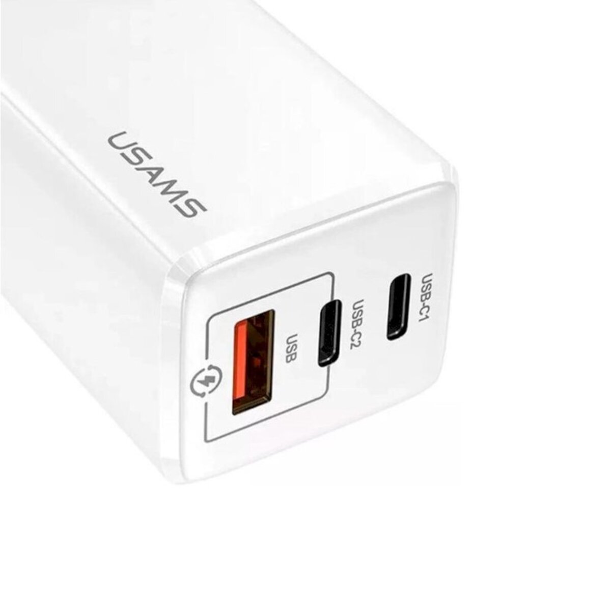 Мережевий зарядний пристрій Usams US-CC110 T33 65W 3 Ports GaN Mini Fast Charger white (CC110TC02) на картинке №3