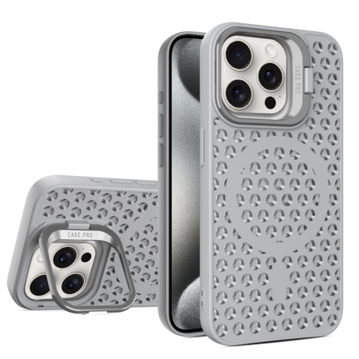 Чохол для смартфона Cosmic Grater Stand for Apple iPhone 15 Pro Grey (GRASTiP15PGrey) смотреть фото №1