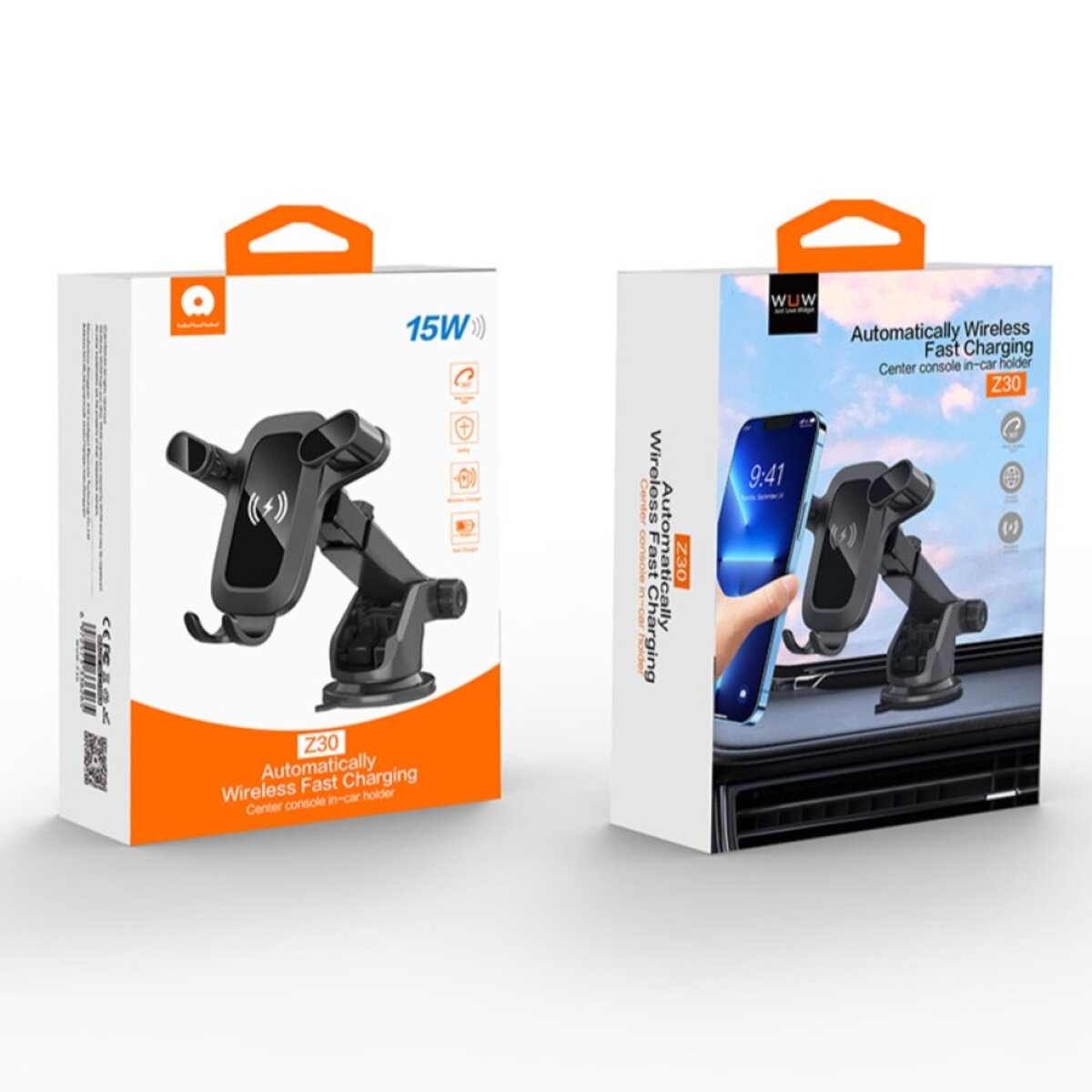 Автотримач для телефона з БЗП WUW-Z30 Black на малюнкі №2