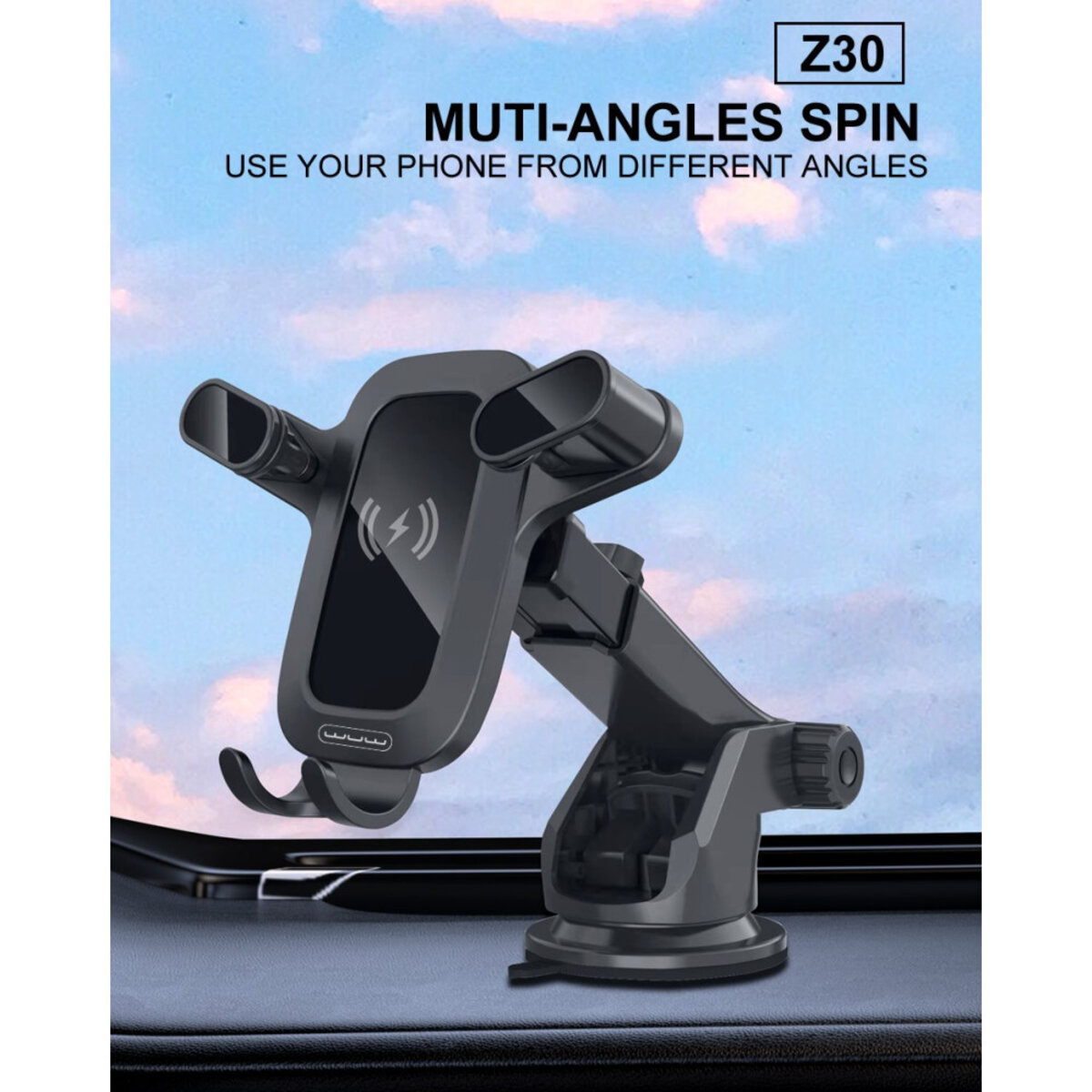 Автотримач для телефона з БЗП WUW-Z30 Black на малюнкі №5