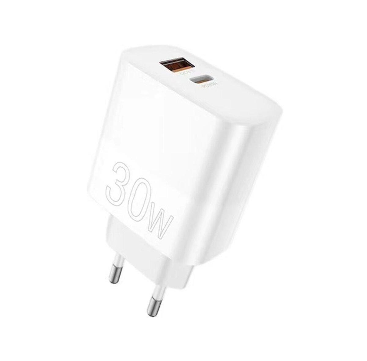 Мережевий зарядний пристрій WUW-C208 30W PD USB-C + USB QC3.0 18W white (6972573333417) на картинке №1
