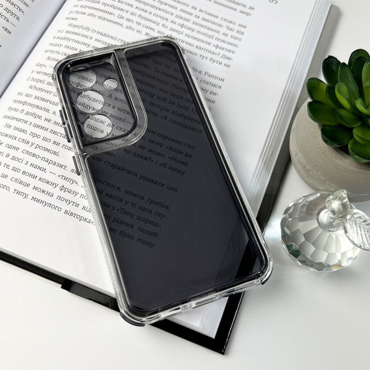 Прозорий чохол Space III Samsung S24 | TPU+PC з посиленими бортами (Чорний) на малюнкі №6