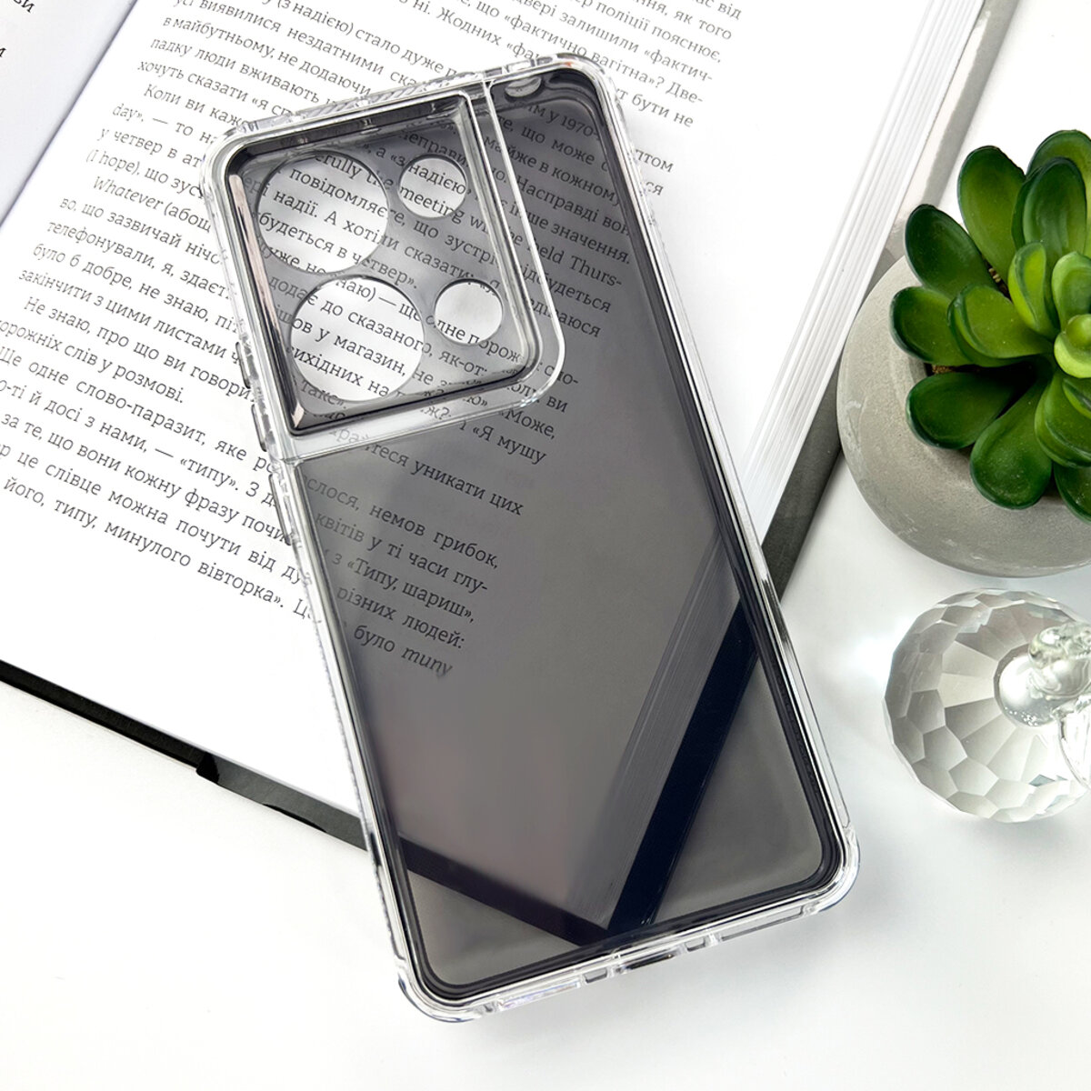 Прозорий чохол Space III Xiaomi Redmi Note 13 Pro 4G|Poco M6 Pro 4G | TPU+PC з посиленими бортами (Чорний) на малюнкі №6