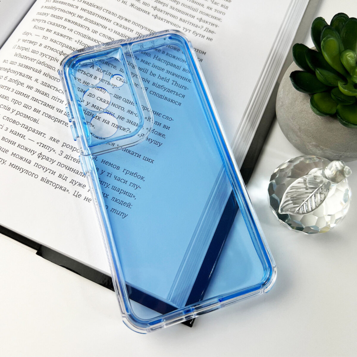 Прозорий чохол Space III Samsung Galaxy S23 FE 5G | TPU+PC з посиленими бортами (Блакитний) на малюнкі №6