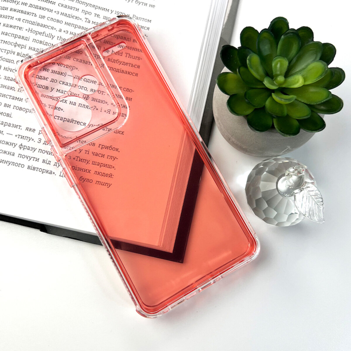 Прозрачный чехол Space III Xiaomi Redmi Note 13 Pro Plus 5G | TPU+PC с усиленными бортами (Красный) на картинке №6