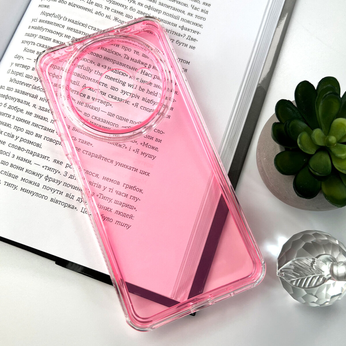 Прозорий чохол Space III Xiaomi Redmi A3 4G | TPU+PC з посиленими бортами (Рожевий) на малюнкі №6
