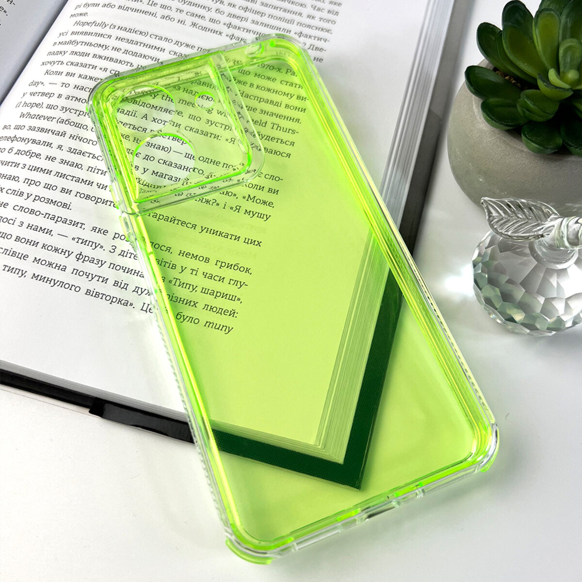 Прозорий чохол Space III Xiaomi Redmi 13C 4G|POCO С65 | TPU+PC з посиленими бортами (Зелений) на малюнкі №6