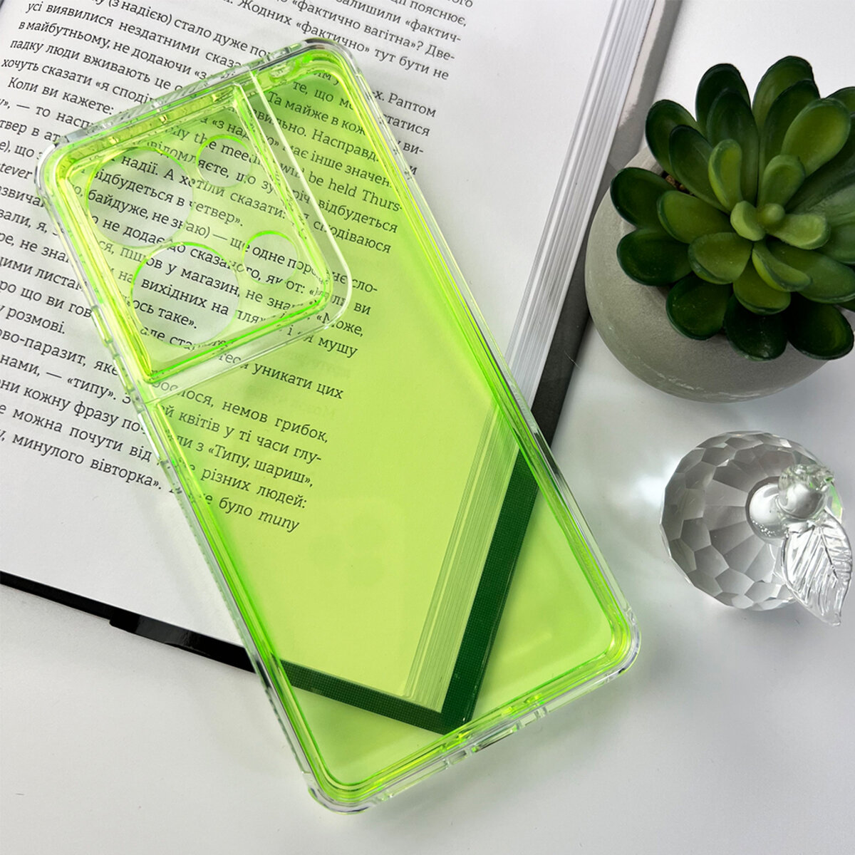 Прозорий чохол Space III Xiaomi Redmi Note 13 Pro 4G|Poco M6 Pro 4G | TPU+PC з посиленими бортами (Зелений) на малюнкі №6
