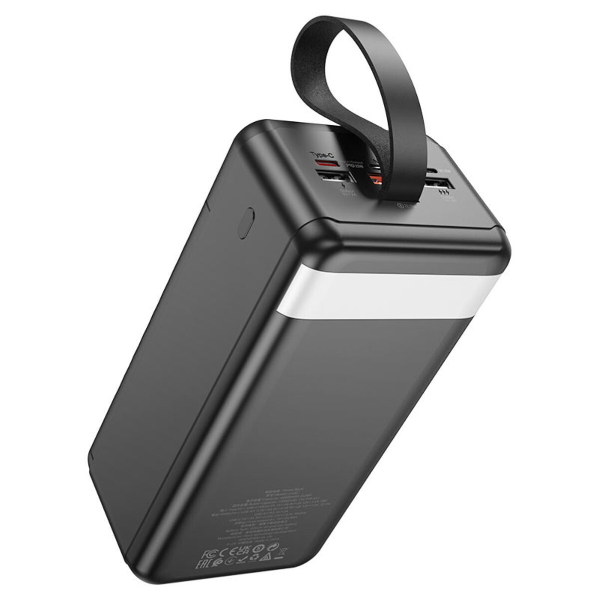 Зовнішній акумулятор HOCO J123C Element 22.5W+PD20W fully compatible power bank with digital display(60000mAh) Black на картинке №5