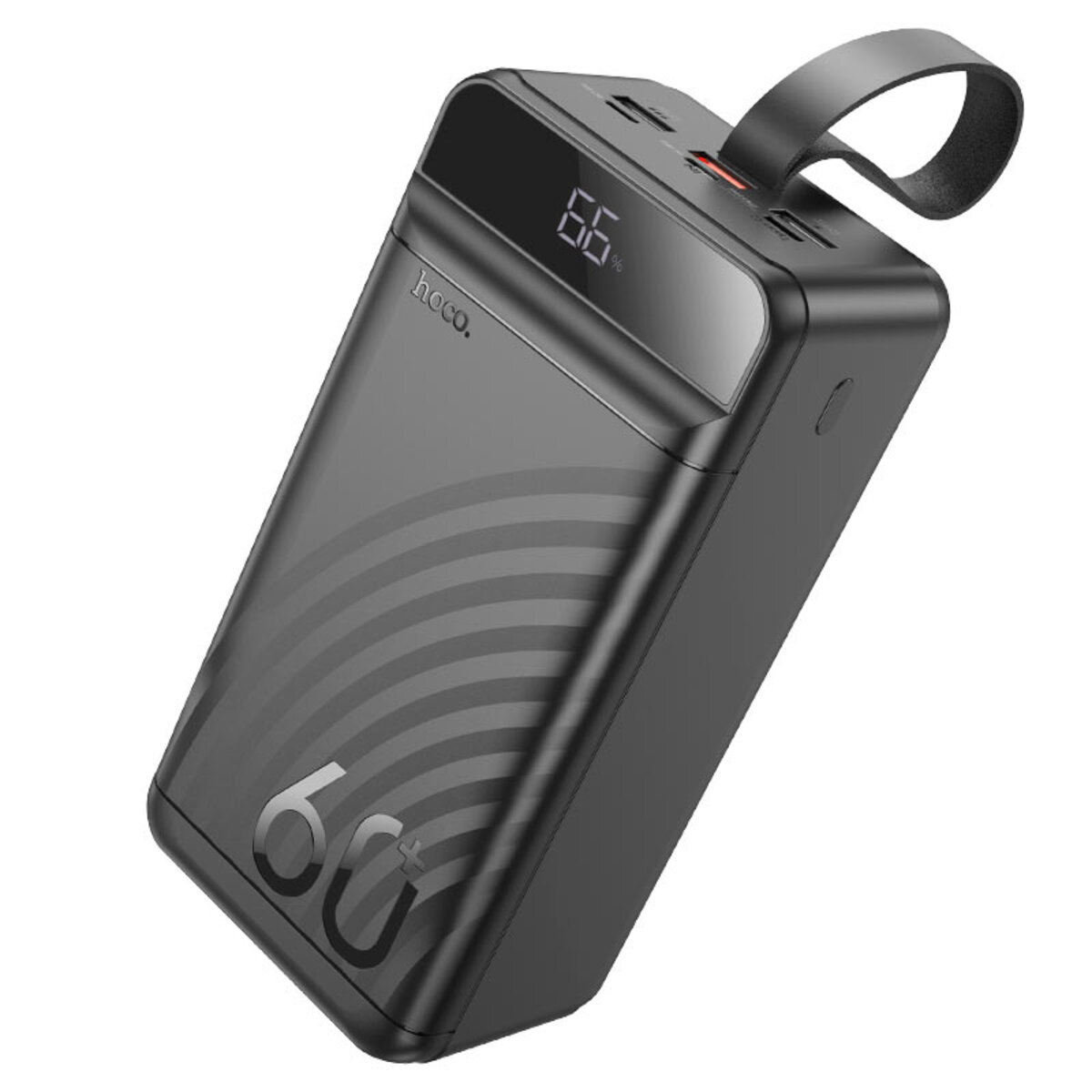 Зовнішній акумулятор HOCO J123C Element 22.5W+PD20W fully compatible power bank with digital display(60000mAh) Black на картинке №1