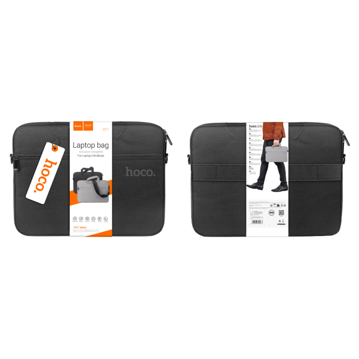 Сумка для ноутбука HOCO GT1 Simple series laptop bag(15.6 inches) Black (6942007620987) на картинке №4